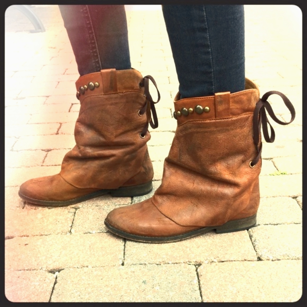 Free People brown leather Wayland boots